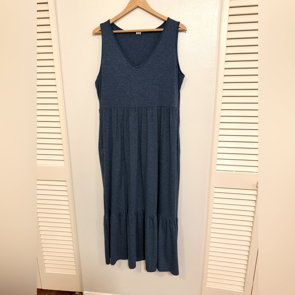 Sleeveless teal blue Maxi Dress